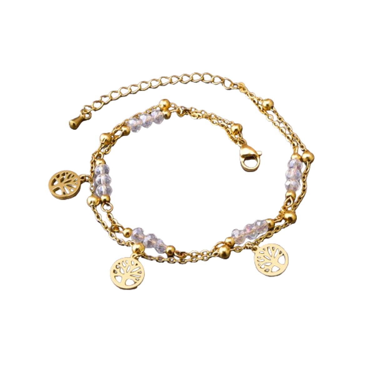 ZG JOYAS - Tobillera 26 cm Mujer Árbol de la vida Enchapado En Oro 18k