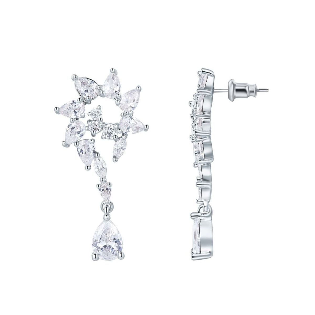 BLOOM CRYSTAL - Aros colgantes Spiral con cristal de Swarovski baño en rodio