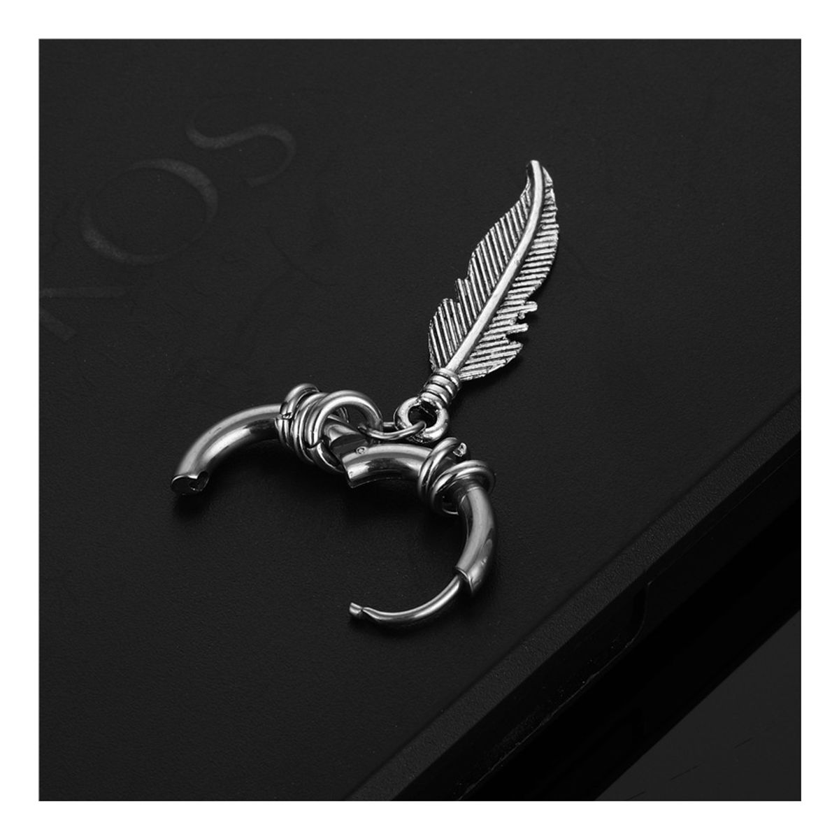 ZG JOYAS - 2 Pares Aros Hombre Mujer Pluma Piercing Acero Quirúrgico