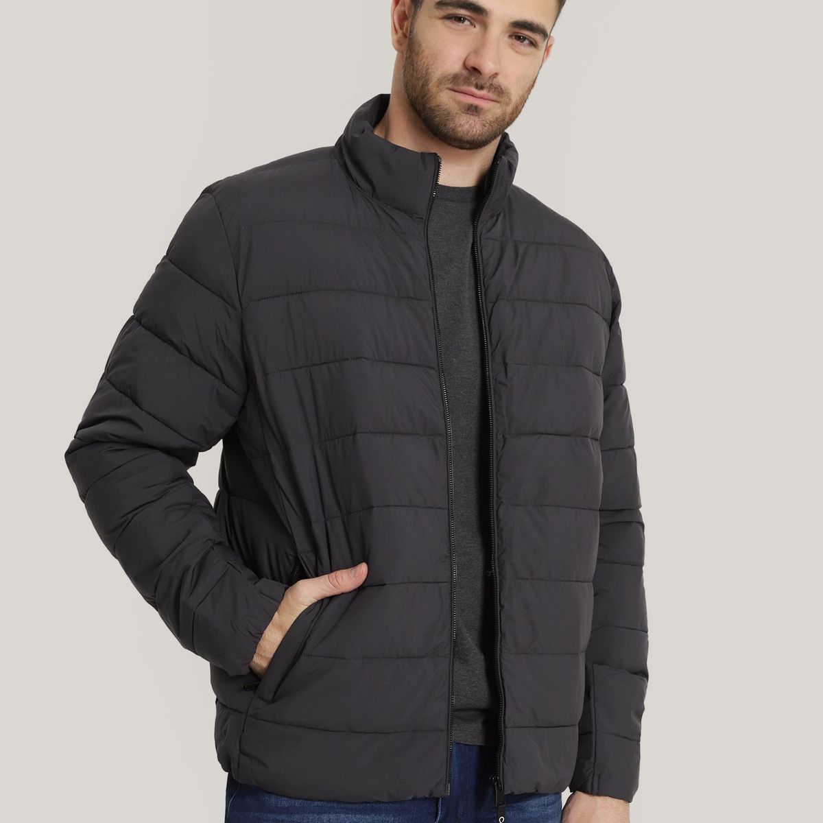 CALVIN KLEIN - Parka Stretch Pufer Gris Calvin Klein