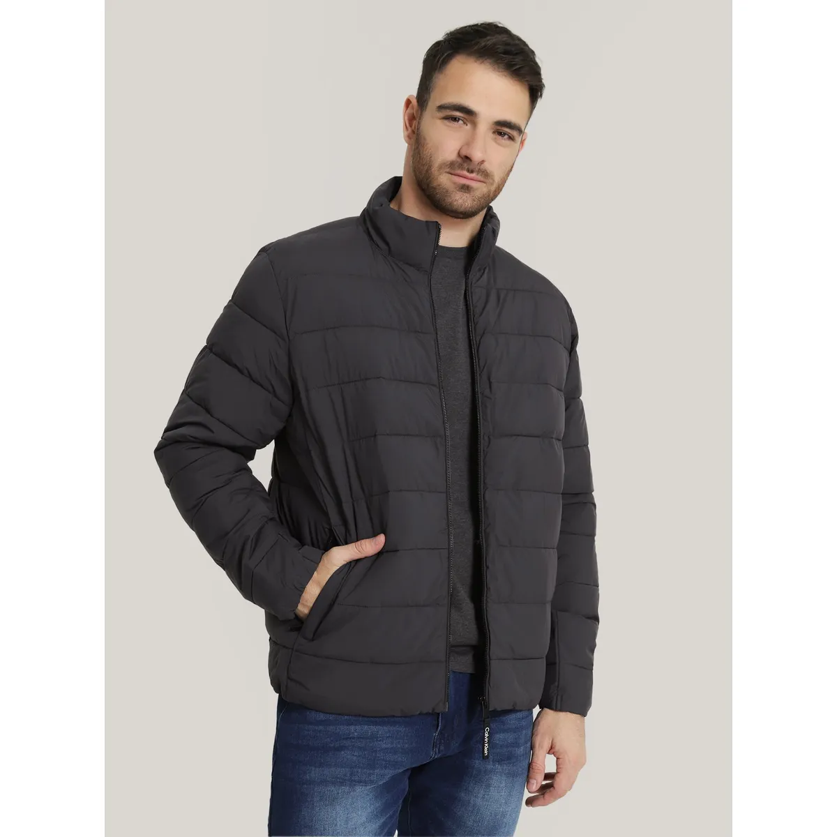 CALVIN KLEIN - Parka Stretch Pufer Gris Calvin Klein