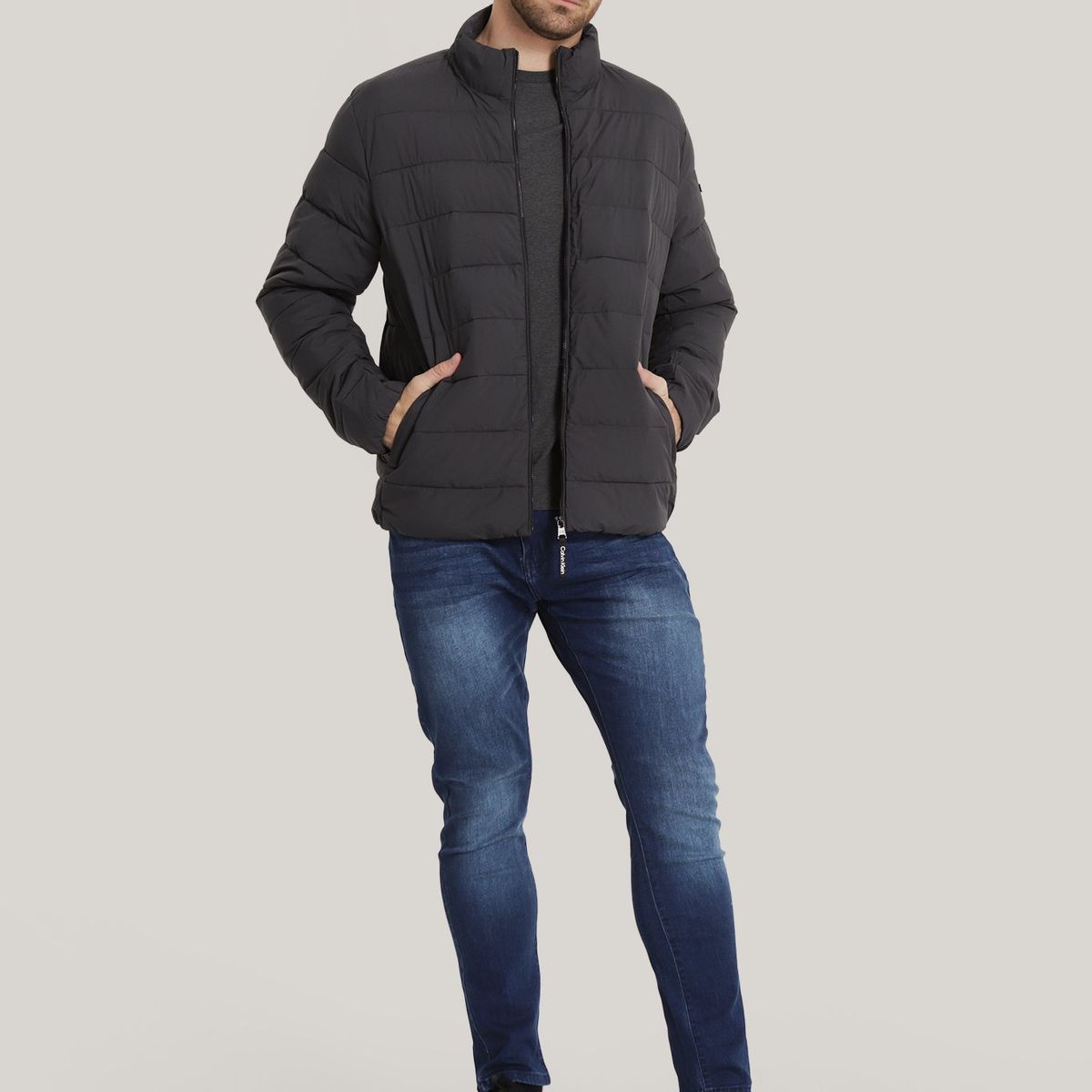 CALVIN KLEIN - Parka Stretch Pufer Gris Calvin Klein