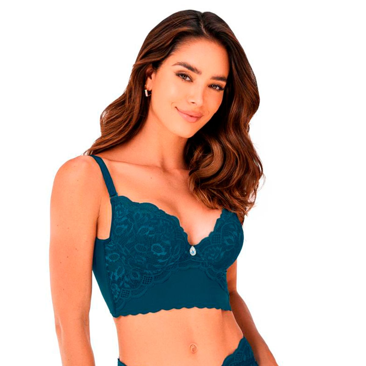 CAROL - Sostén Carmine Encaje  -Tull Azul Imperial