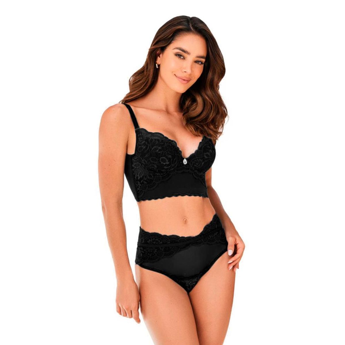 CAROL - Conjunto  Carmine Encaje-Tull Negro