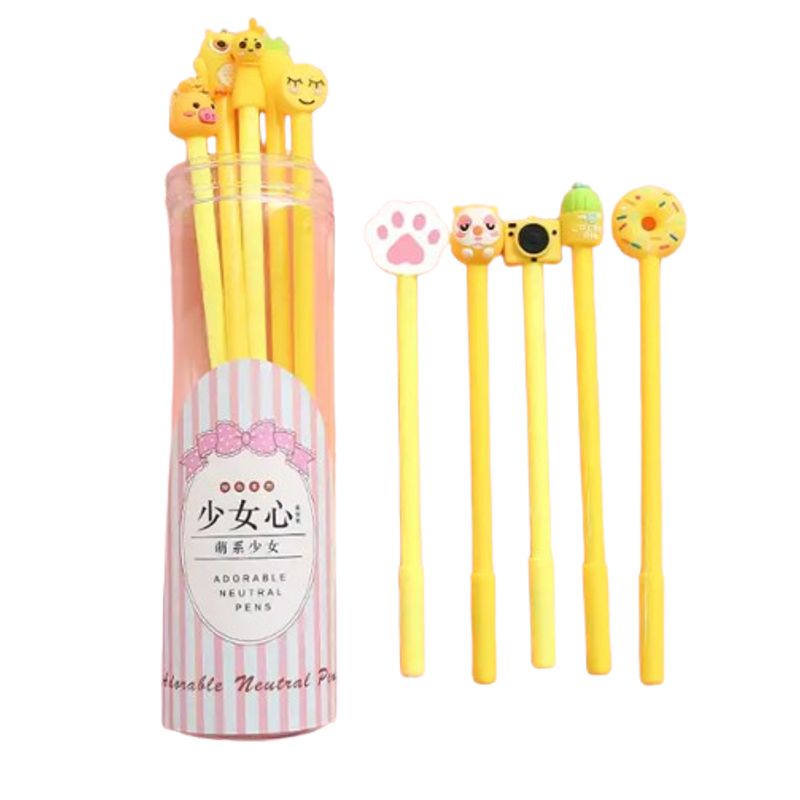 GENERICO - Tubo 10 Lápices Tinta Gel Negra 0.5 Mm Lápiz Kawaii Koreano