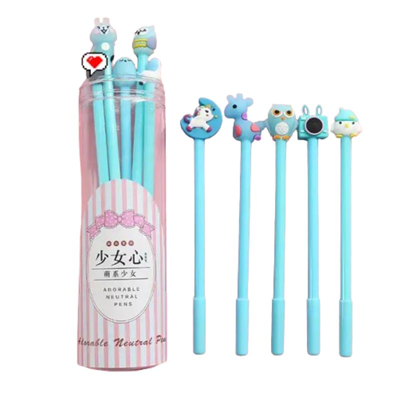 GENERICO - Tubo 10 Lápices Tinta Gel Negra 0.5 Mm Lápiz Kawaii Koreano