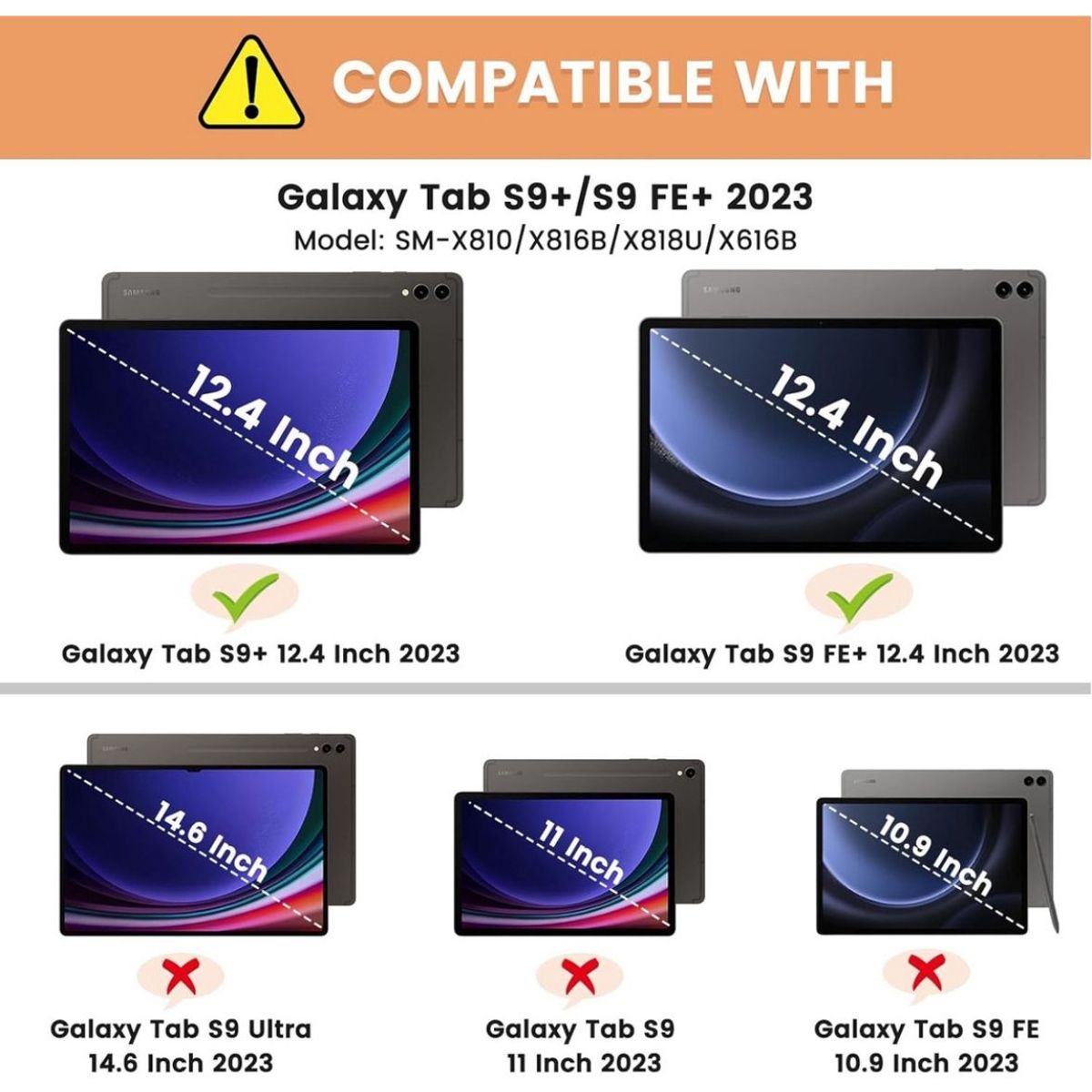 GENERICO - Funda Inteligente Para Samsung Galaxy Tab S9 Fe Plus 12.4 Negro