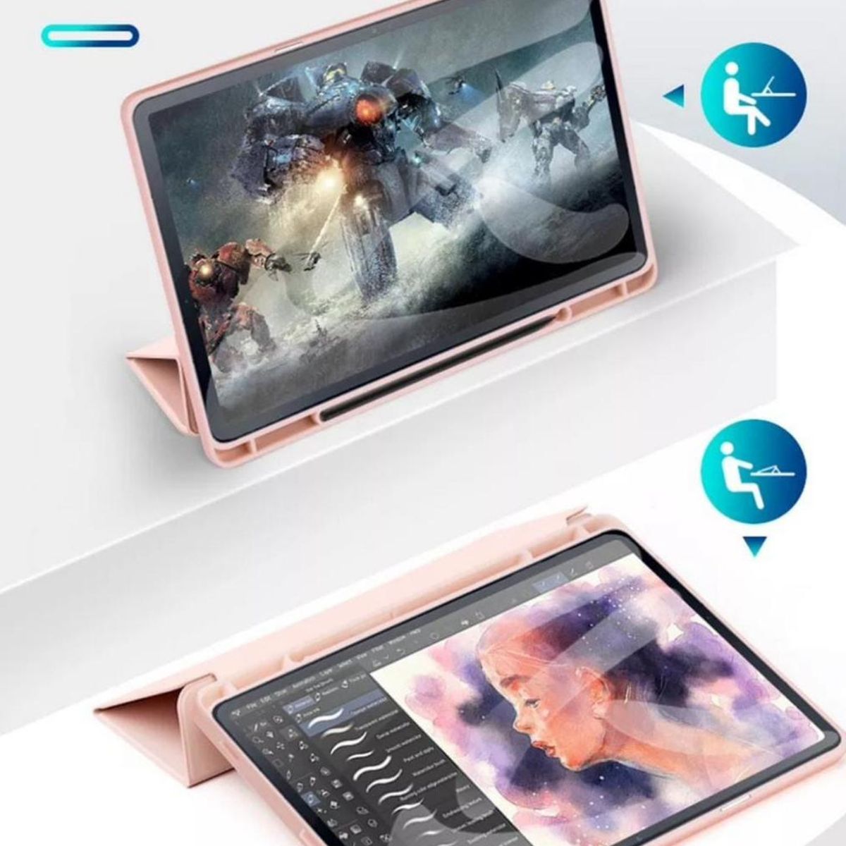 GENERICO - Funda Inteligente Para Samsung Galaxy Tab S9 Fe Plus 12.4 Rosado