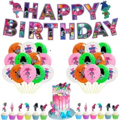 GENERICO - Set Decoración Globos + banderín trolls