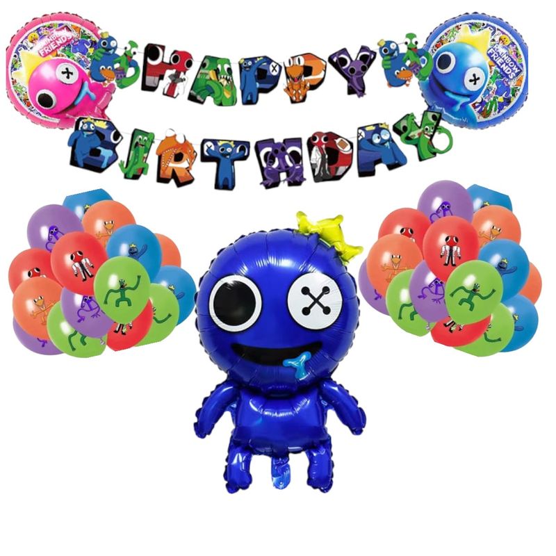 GENERICO - Set Decoración Globos + banderín rainbow friends 2