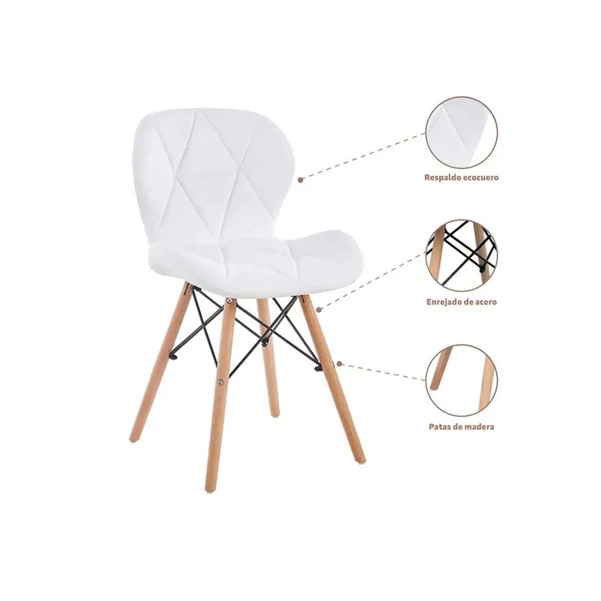 GENERICO - Comedor Mesa Redonda de Vidrio 80cm + 4 Sillas Radar Eames Grises