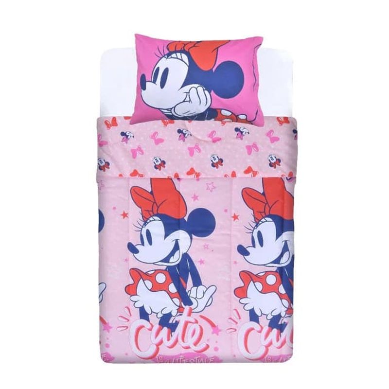 MASHINI - Plumón Cubrecama Infantil Reversible 1.5 Plazas Minnie Cute