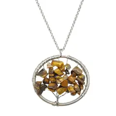 GENERICO - Collar Colgante Árbol de la Vida de Piedra Ojo de Tigre