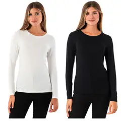 UTILISIMO - Pack 2 Camisetas Manga Larga Bambú Mujer Primera Capa