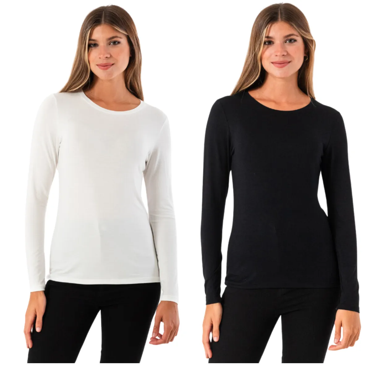 UTILISIMO - Pack 6 Camisetas Manga Larga Bambú Mujer Primera Capa