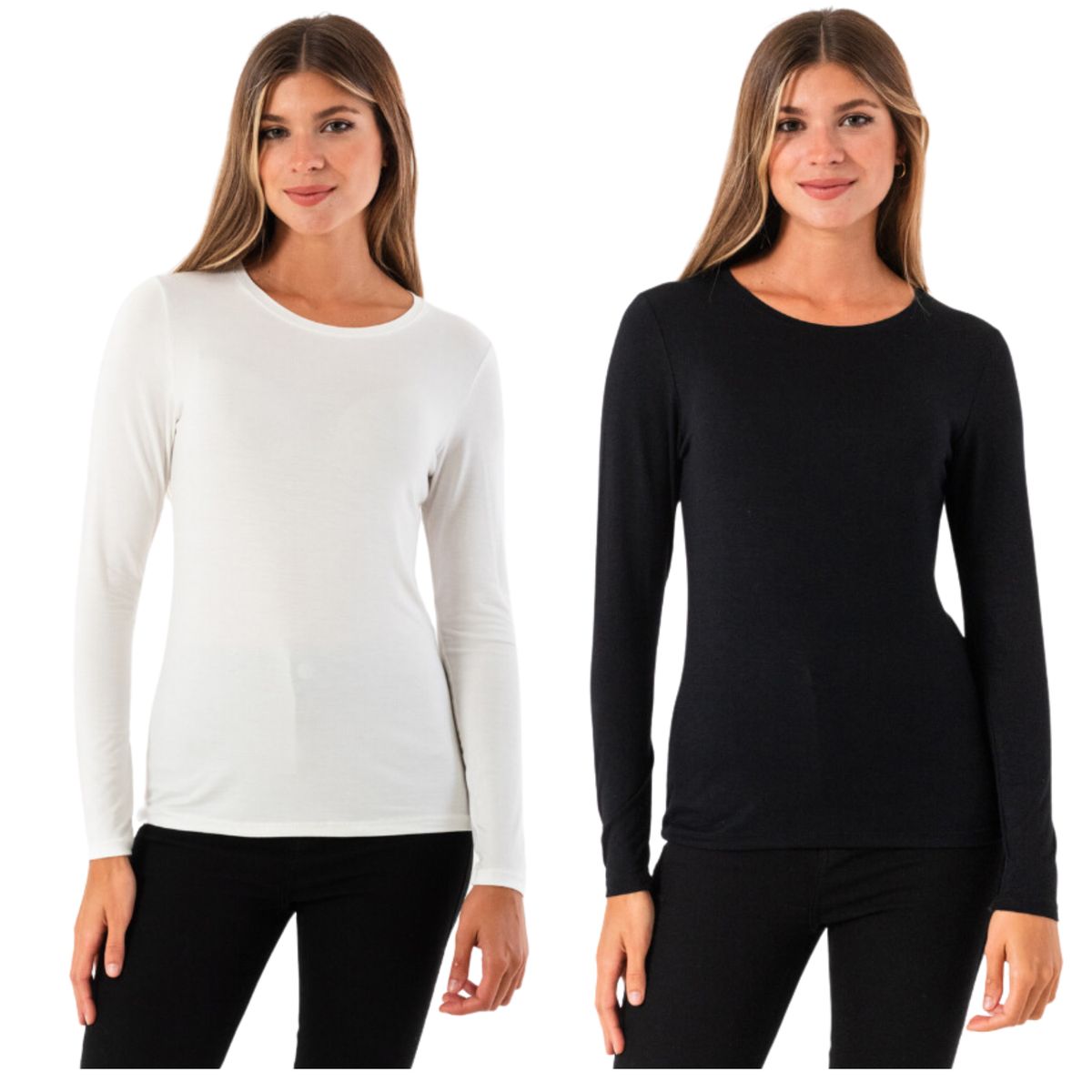 UTILISIMO - Pack 4 Camisetas Manga Larga Bambú Mujer Primera Capa