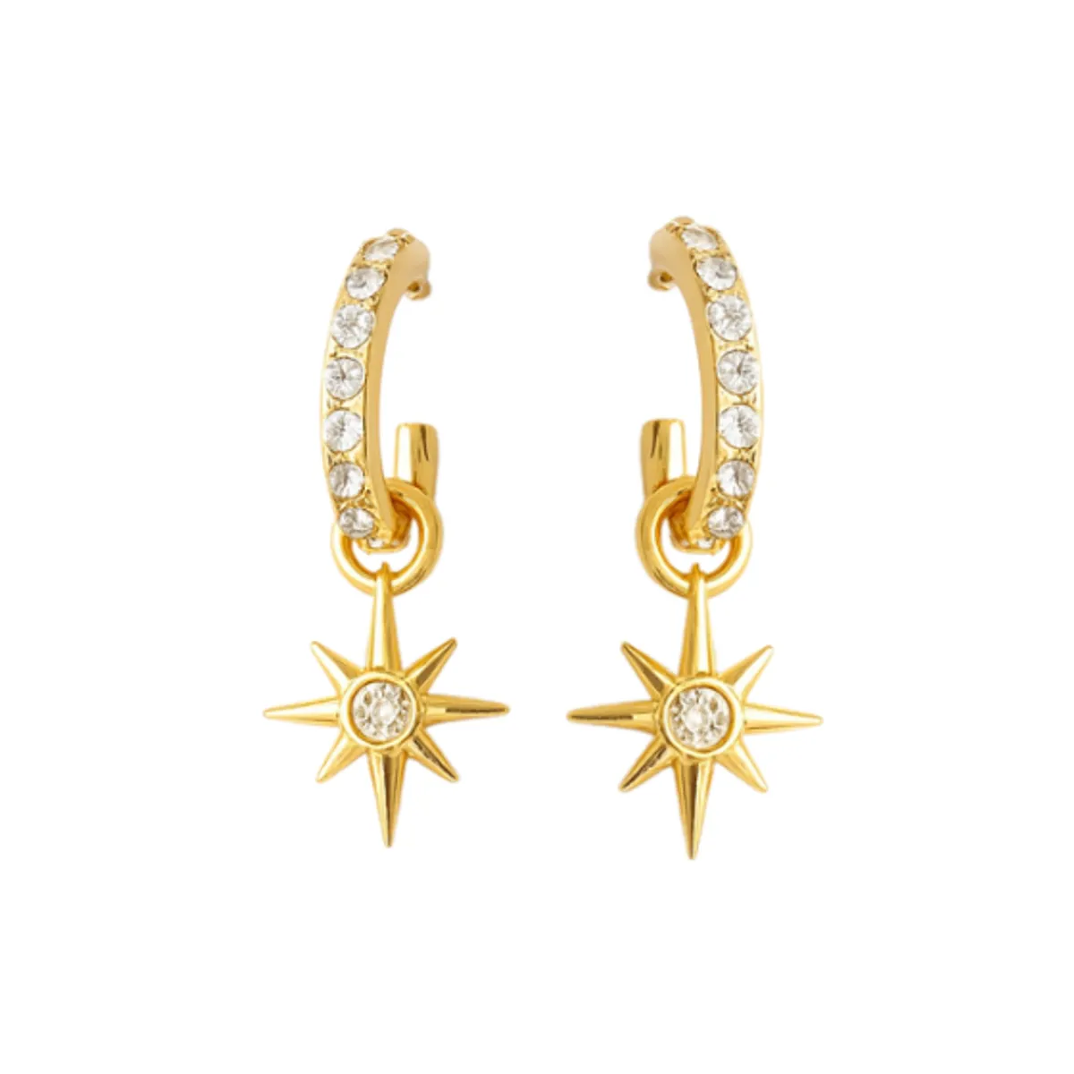 BLOOM CRYSTAL - Aros argollas Estrella de Brújula con cristal de Austria baño en oro