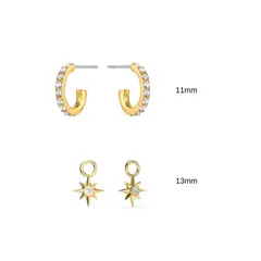 BLOOM CRYSTAL - Aros argollas Estrella de Brújula con cristal de Austria baño en oro