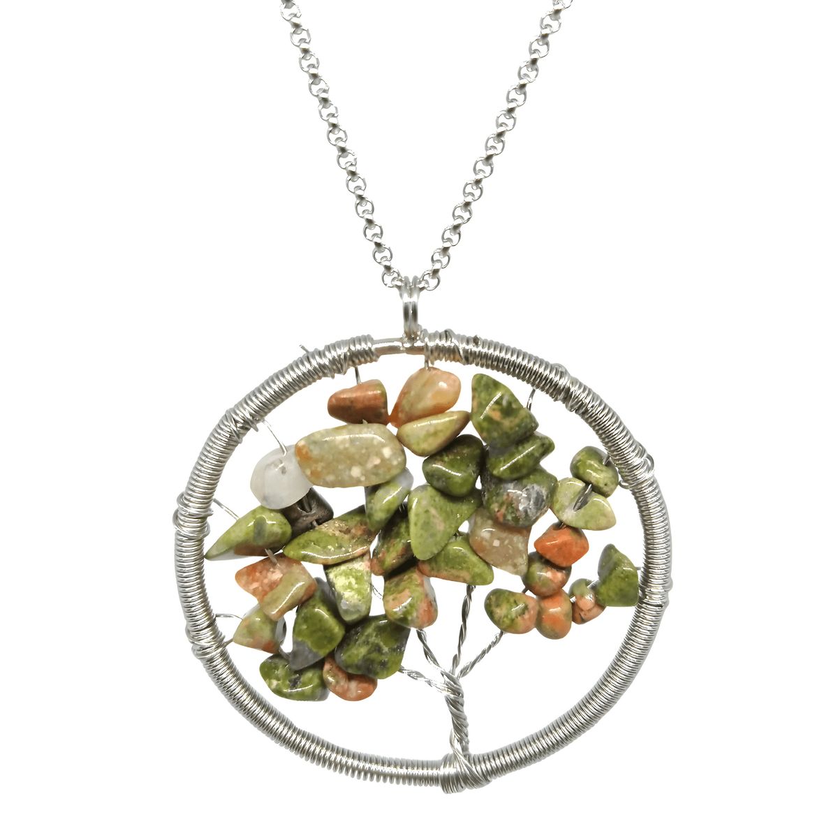 GENERICO - Collar Colgante Árbol de la Vida de Piedra Unakita