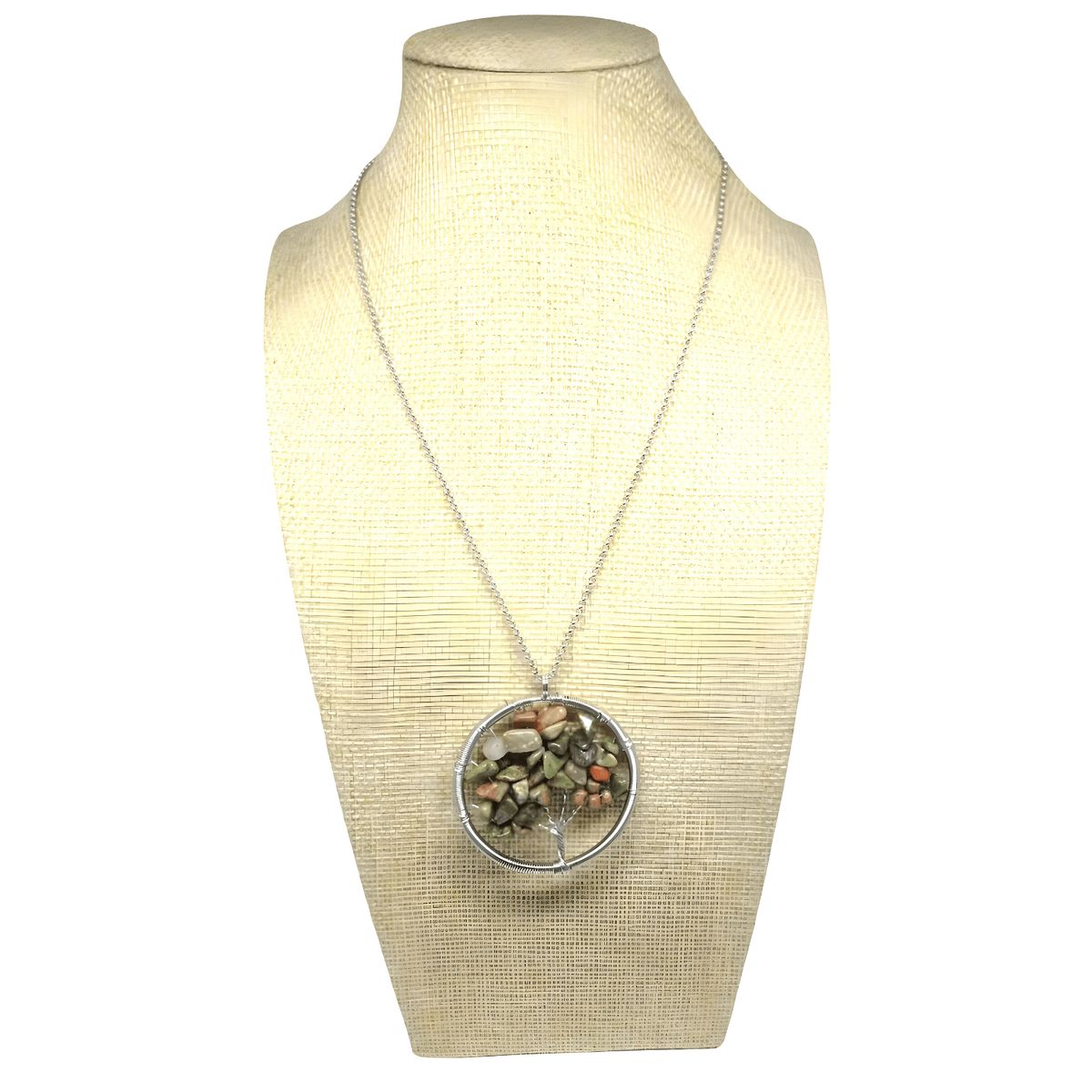 GENERICO - Collar Colgante Árbol de la Vida de Piedra Unakita