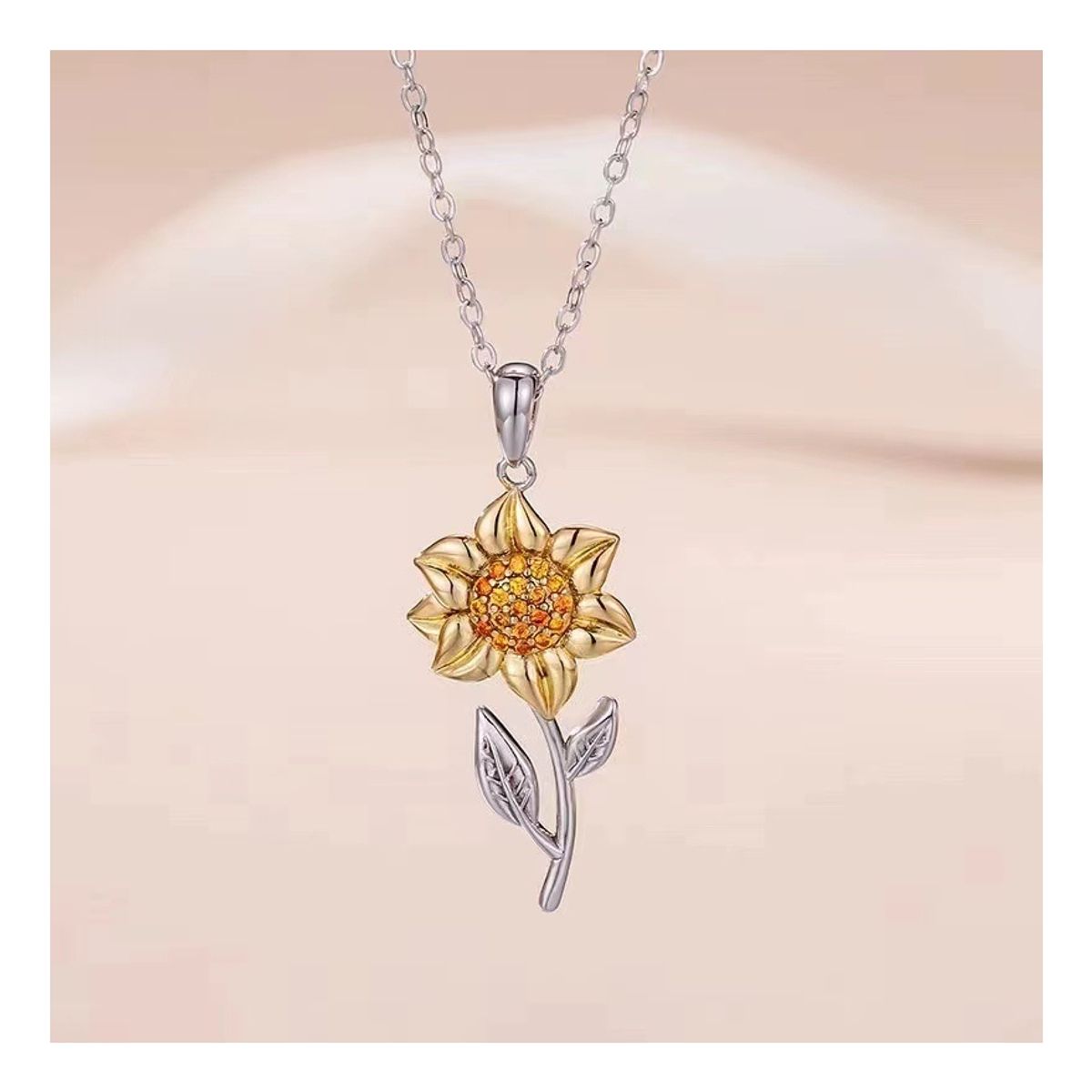 ZG JOYAS - Collar Cadena Plata Fina 925 Girasol Flor Mujer Regalo