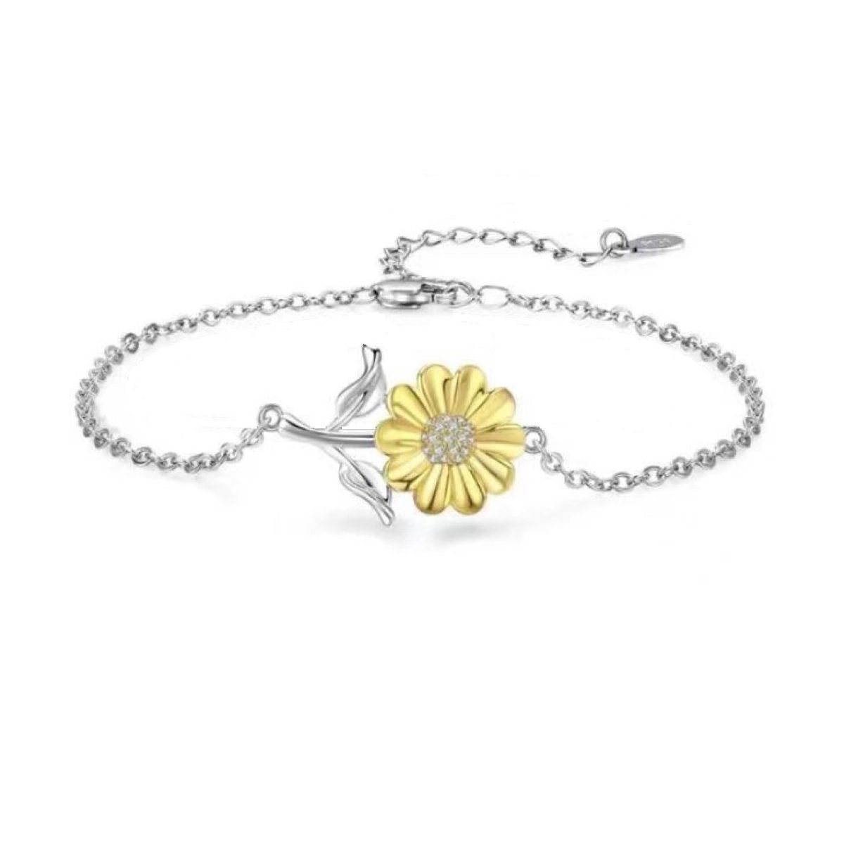 ZG JOYAS - Pulsera Plata Fina 925 Girasol Flor Mujer Regalo