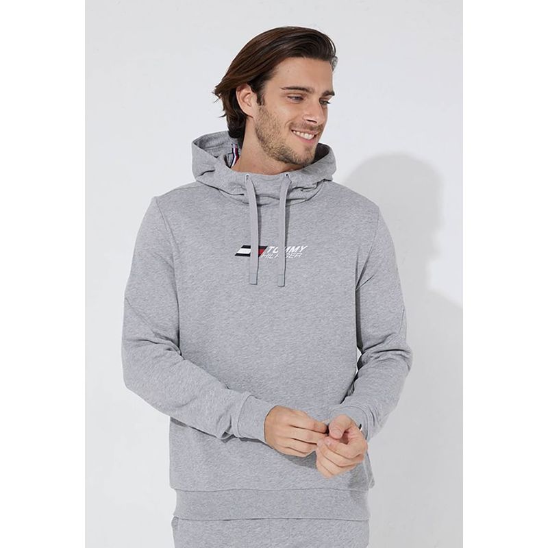 TOMMY HILFIGER - Polerón Hoodie Sport  Essential Gris Tommy Hilfiger