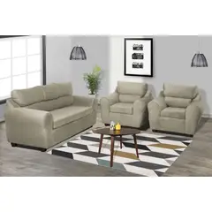 GENERICO - Juego de Living Dubai 3-1-1 Sofá 3 cuerpos + 2 Sofás de 1 Cuerpo Beige