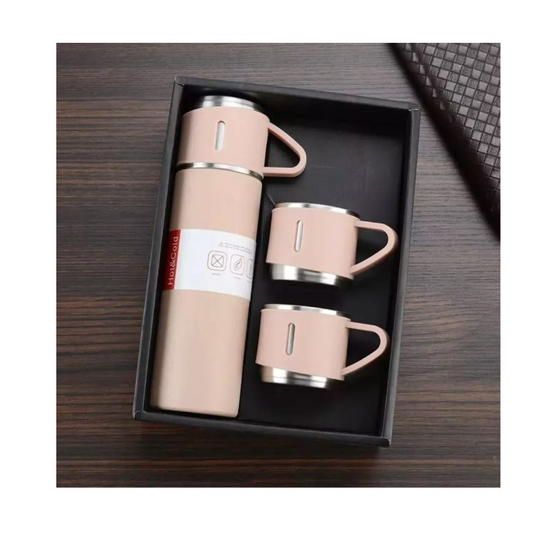 GENERICO - Set Termos Para Agua Caliente Termo Cafe + 2 Tazas 500 Ml