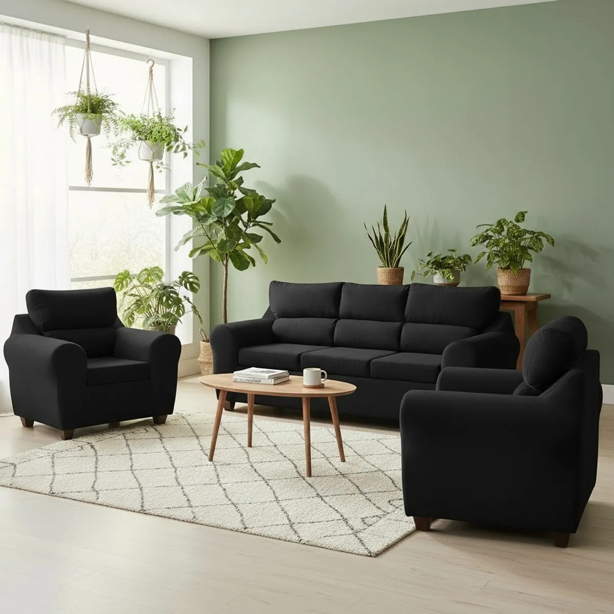 MEXX MUEBLES - Juego de Living Dubai 311 Sofá 3 cuerpos + 2 Sofás 1 Cuerpo