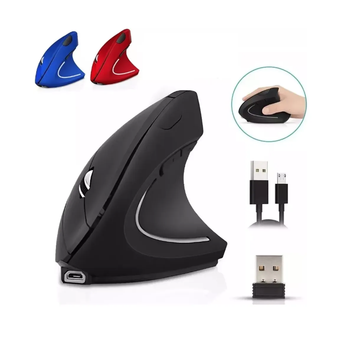 GENERICO - Mouse Vertical Inalámbrico Ergonómico Carga Usb