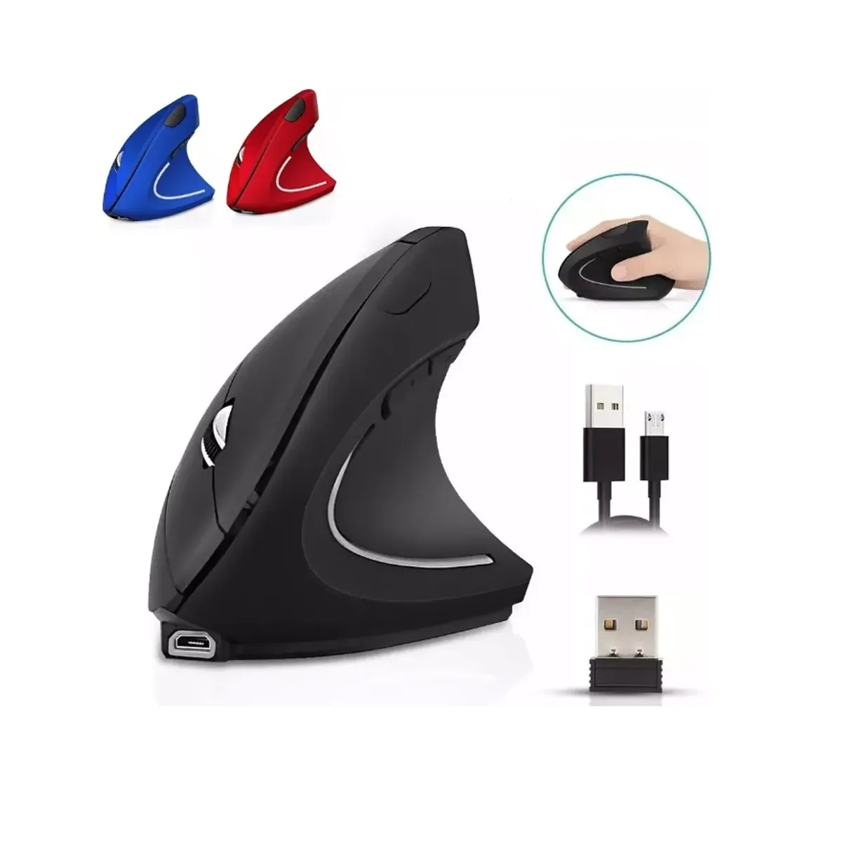 GENERICO - Mouse Vertical Inalámbrico Ergonómico Carga Usb