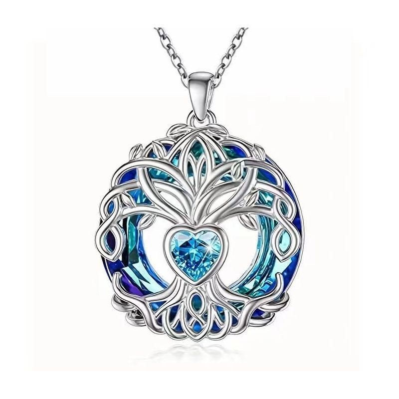 ZG JOYAS - Collar Cadena Plata S925 Colgante Árbol De La Vida Mujer