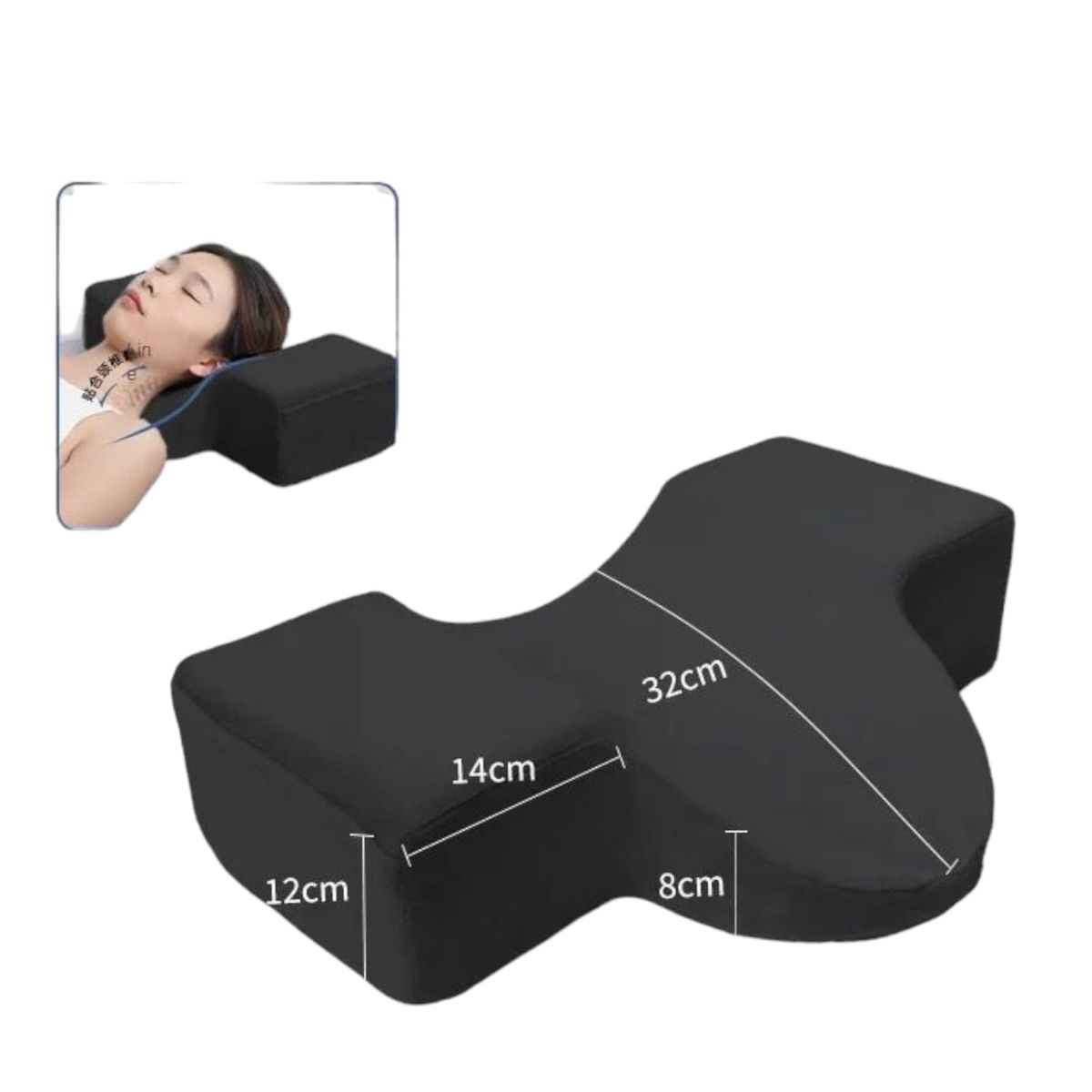 GENERICO - Almohada Para Extensiones De Pestañas Con Reposa Cuello NEGRO