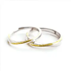 ZG JOYAS - Anillos Ajustables Plata S925 Pareja Compromiso Moebius En Oro 18k
