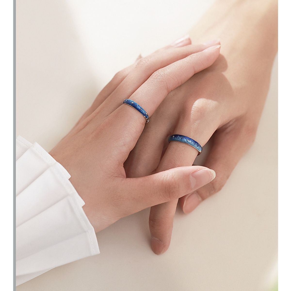 ZG JOYAS - Anillos Ajustables Plata S999 Pareja Compromiso Noche de Verano