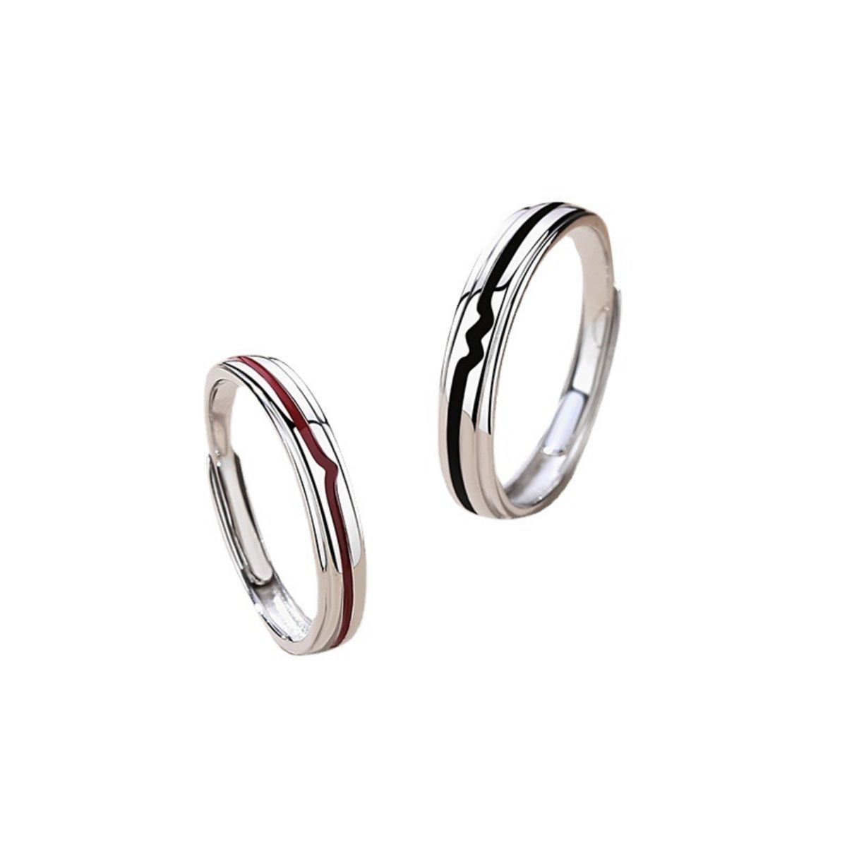 ZG JOYAS - Anillos Ajustables Plata S925 Pareja Promesa Nuestros Latidos