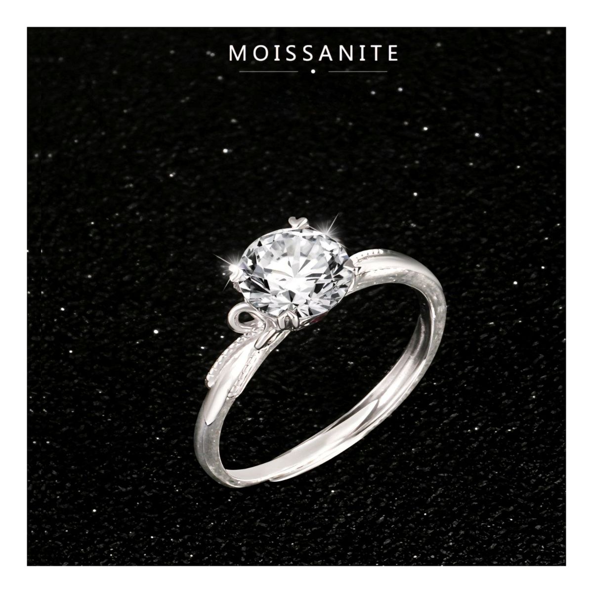 ZG JOYAS - Anillo Compromiso Ajustable Plata 925 Moissanita 1CT