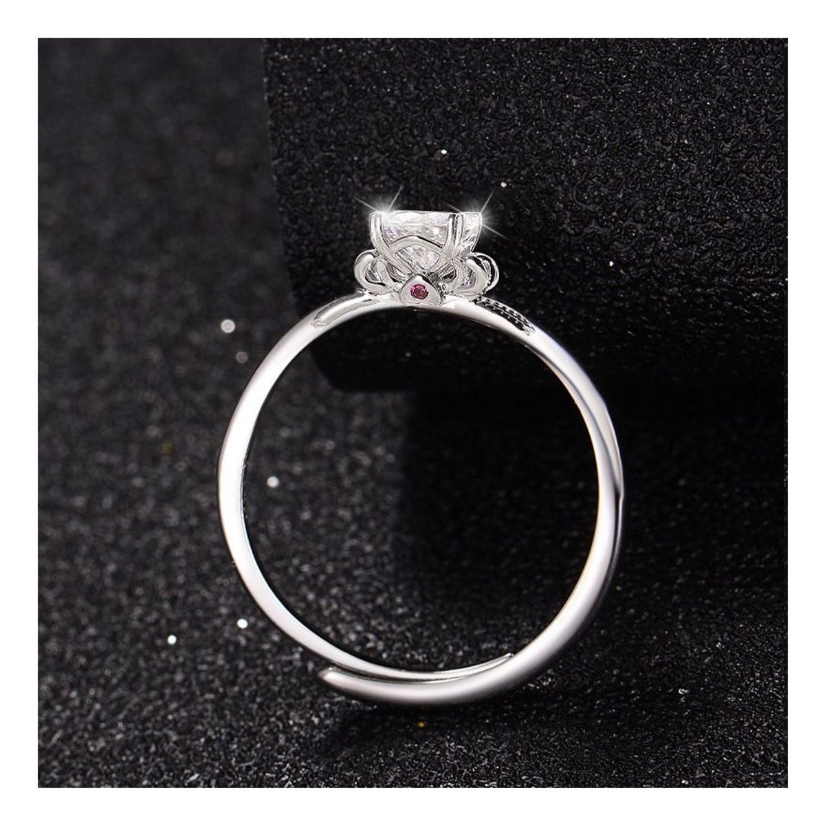 ZG JOYAS - Anillo Compromiso Ajustable Plata 925 Moissanita 1CT