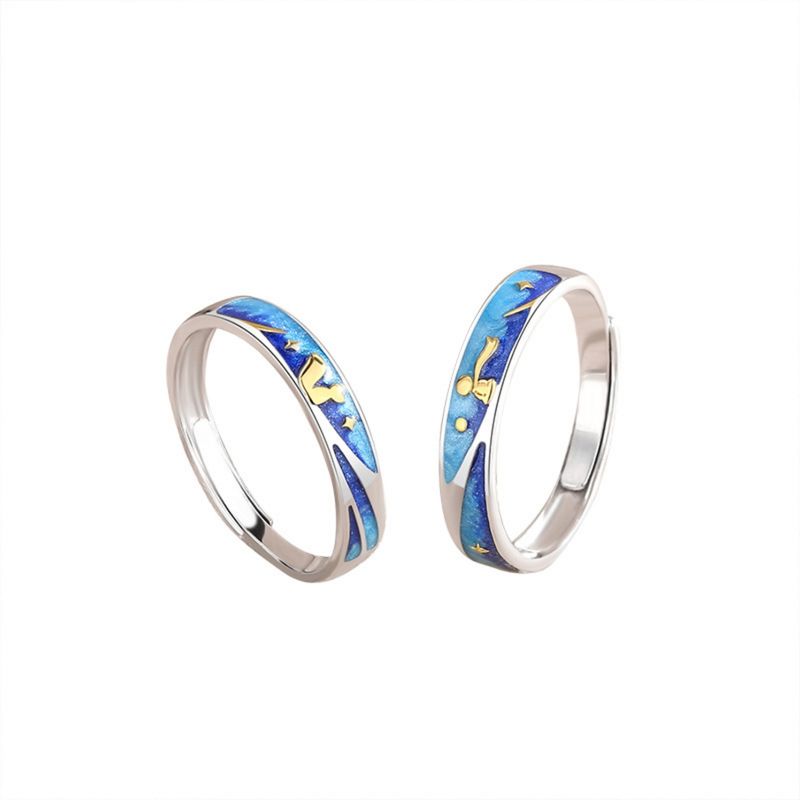 ZG JOYAS - Anillos Ajustables Plata S925 Pareja Compromiso El Principito