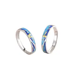 ZG JOYAS - Anillos Ajustables Plata S925 Pareja Compromiso El Principito