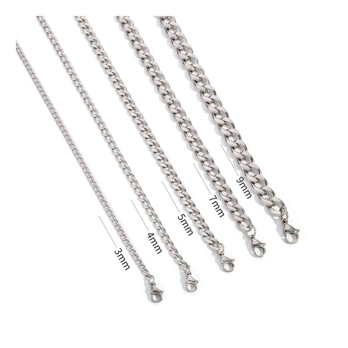 ZG JOYAS - Collar Cadena Hombre Acero Inoxidable Grumet 3mm 50cm 60cm
