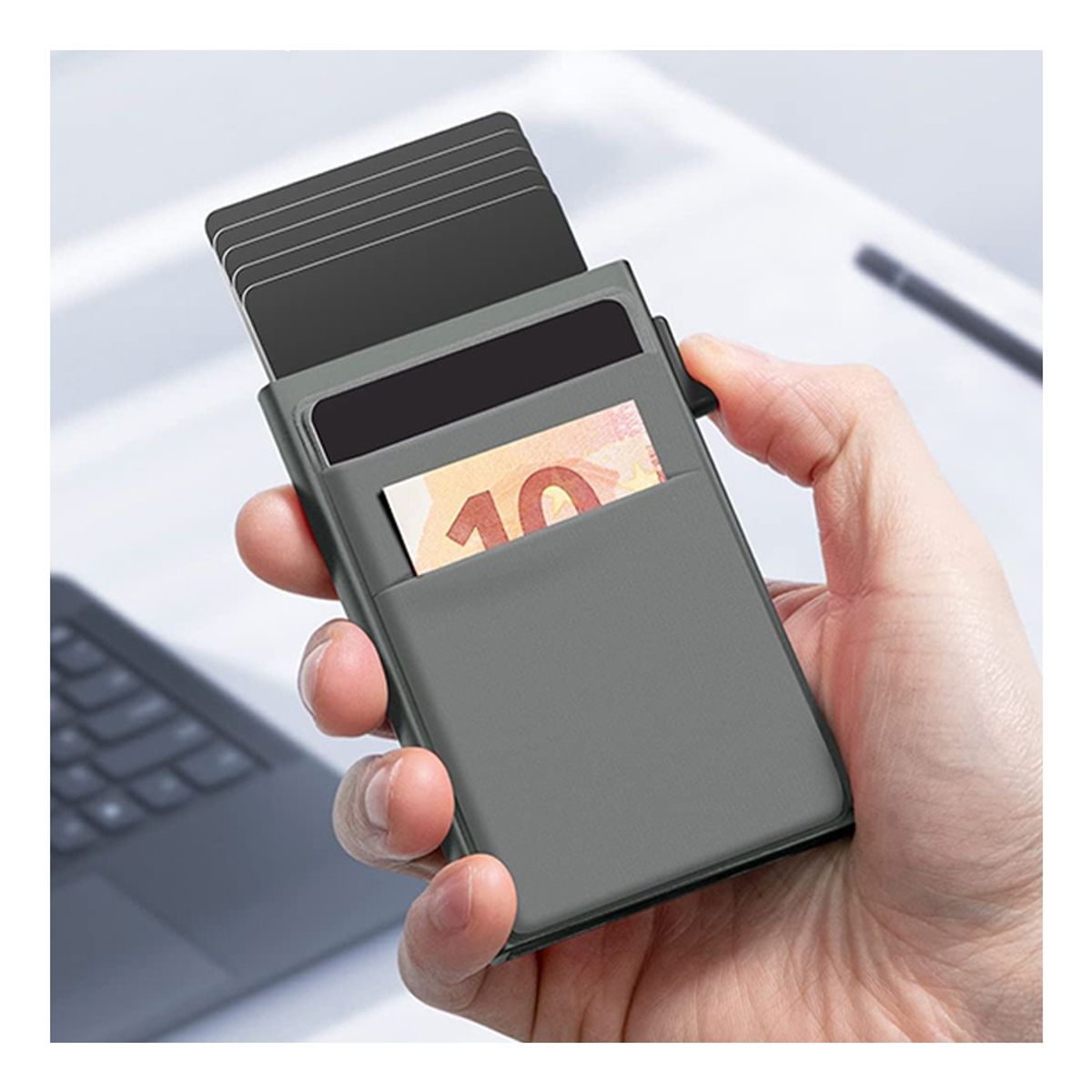 ZG STORE - Tarjetero Billetera Rfid Nfc Slim Delgado Minimalista Pop Up