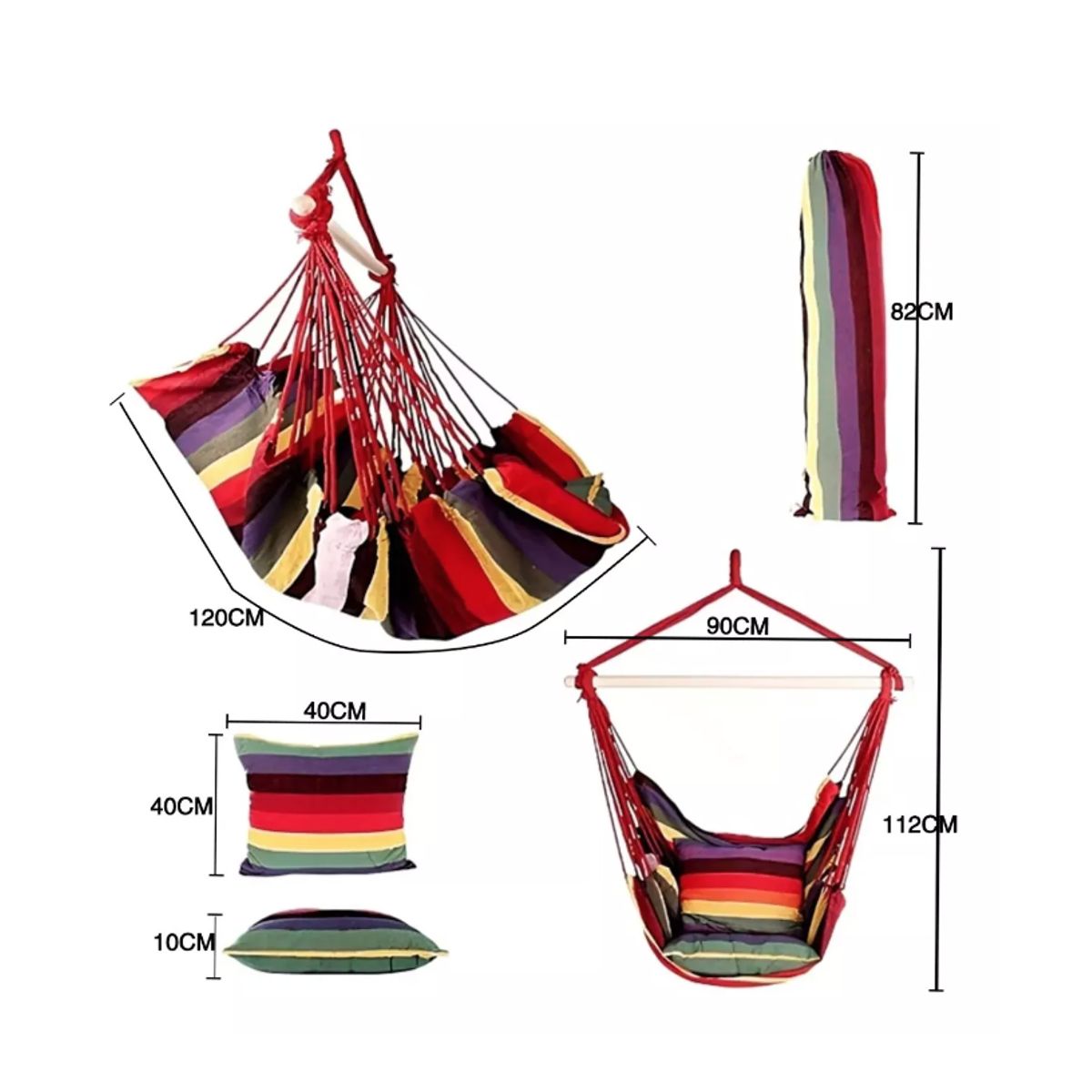 GENERICO - Silla Hamaca Con Soporte De Madera Para Camping O Jardín