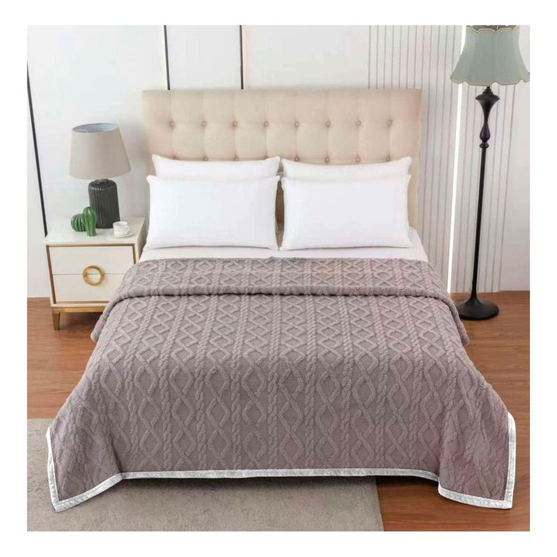 GENERICO - Manta Frazada Suave Diseño Geometrico Colores 240x215 - Gris - Queen