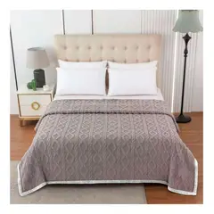 GENERICO - Manta Frazada Suave Diseño Geometrico Colores 240x215 - Gris - Queen