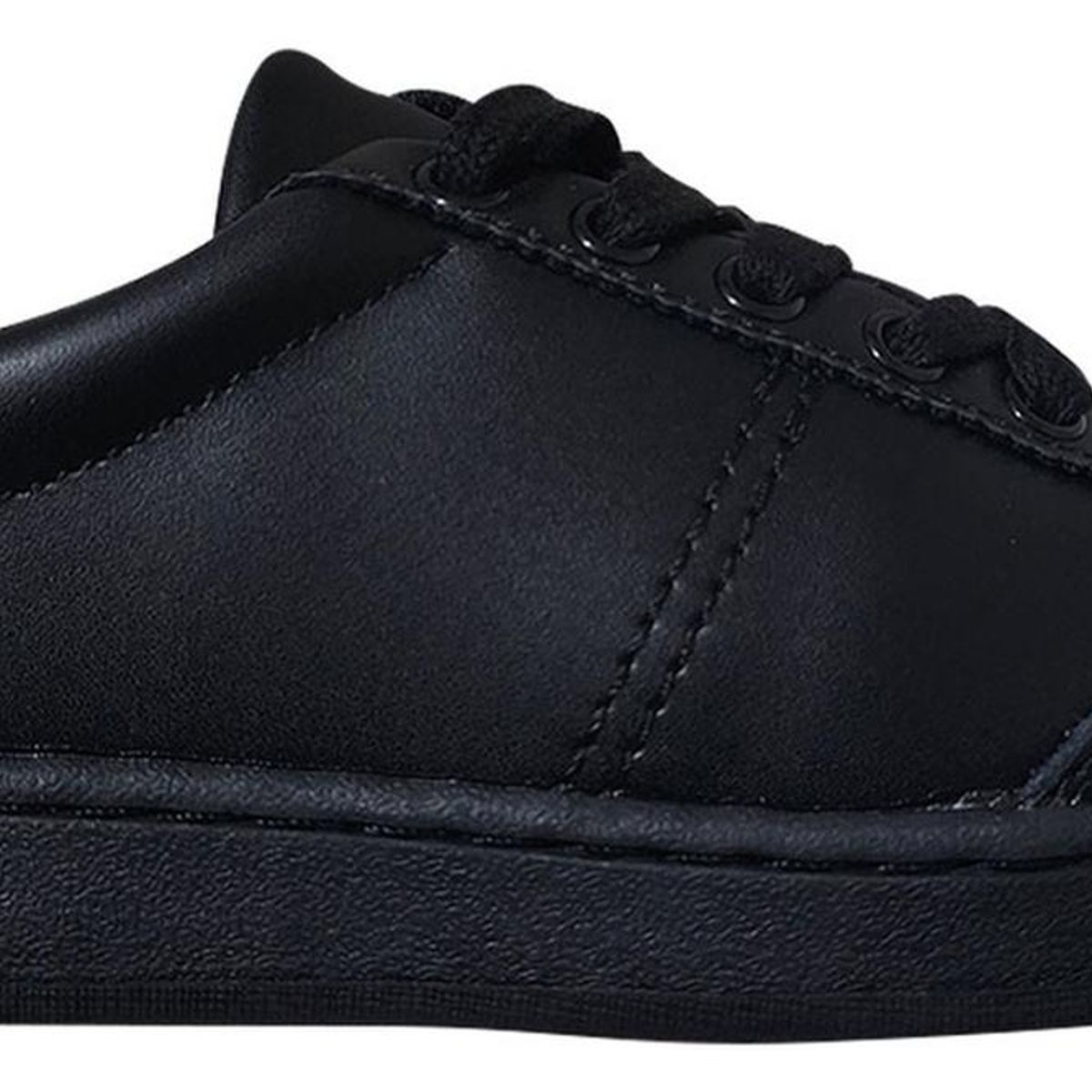 GENERICO - Zapatilla Juvenil Negra De Cuero Temporada Escolar Negro7500