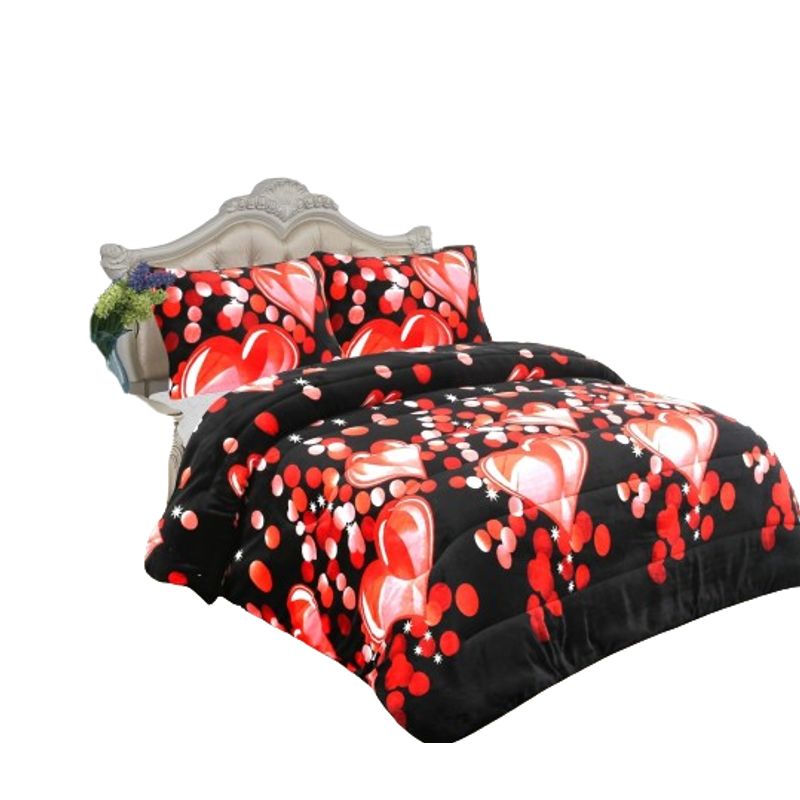 GENERICO - Cobertor Quita Frio Con Diseño Corazón CHIPORRO Y PLUSH 2 PLAZA  TF