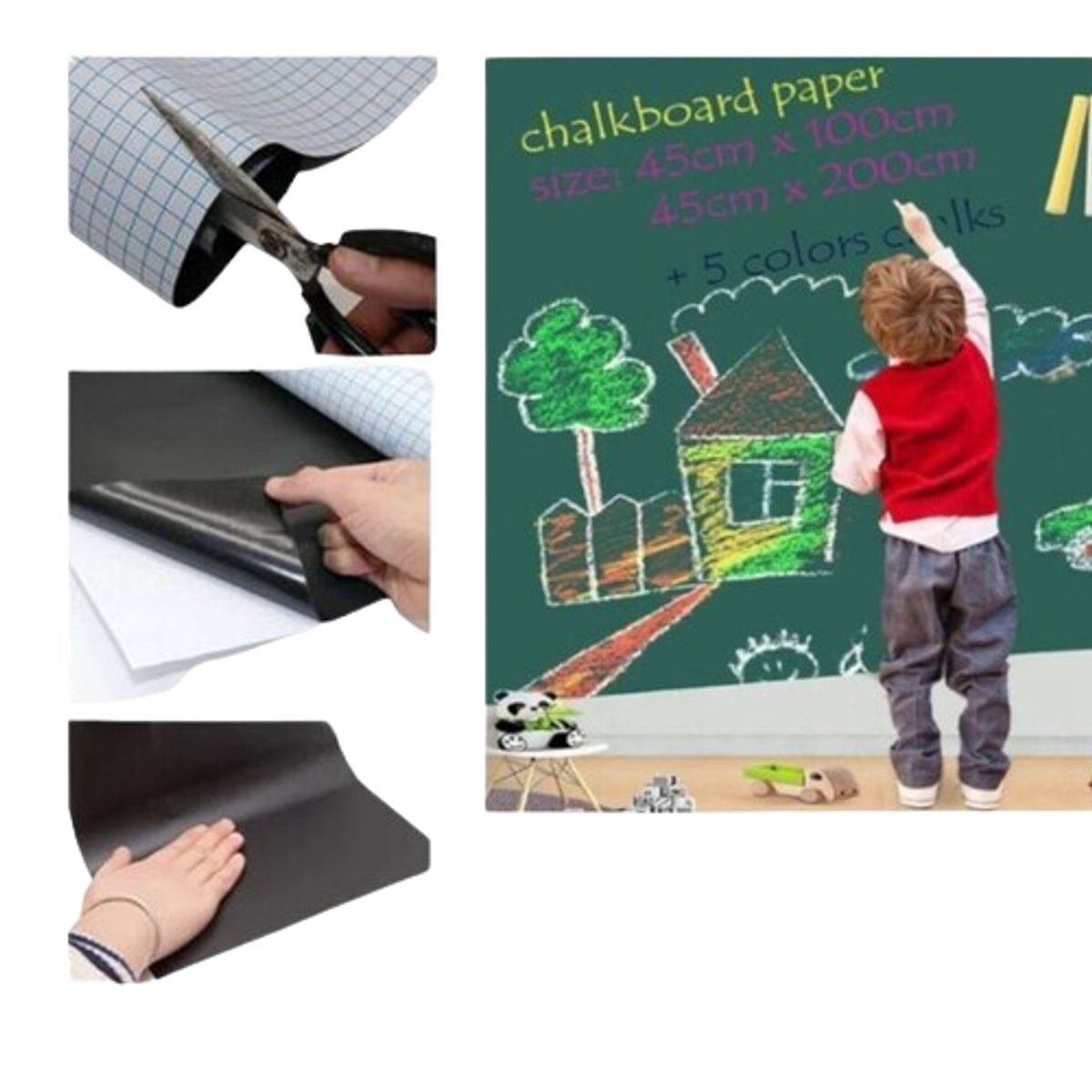 GENERICO - Pizarra Sticker Autoadhesiva Vinilo + Tizas Surtidas