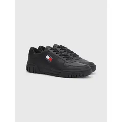 TOMMY HILFIGER - Zapatillas Retro De Cuero  Negro